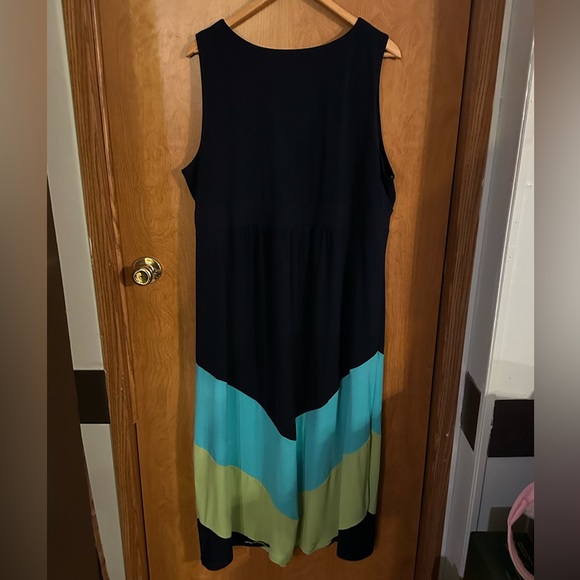 Catherine’s maxi navy blue/blue/green sleeveless dress size 1x - Picture 2 of 4